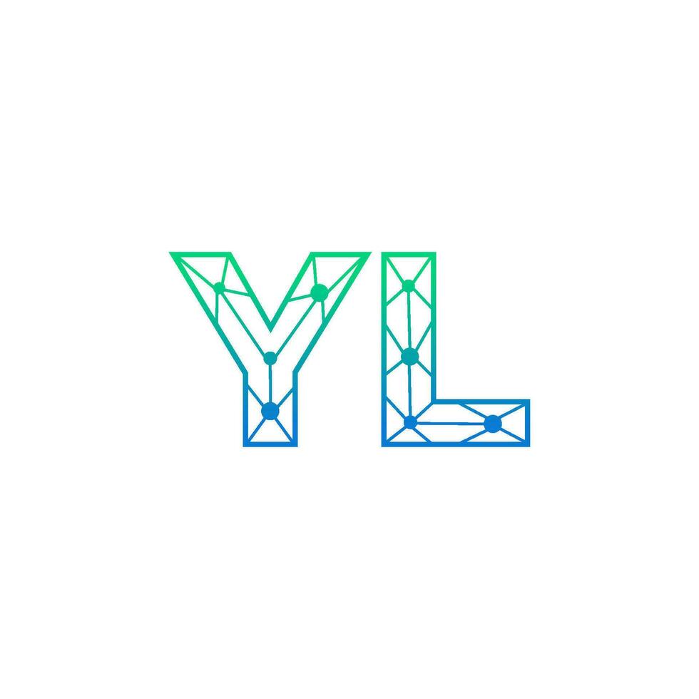 Abstract letter YL logo design with line dot connection for technology and digital business company. vector