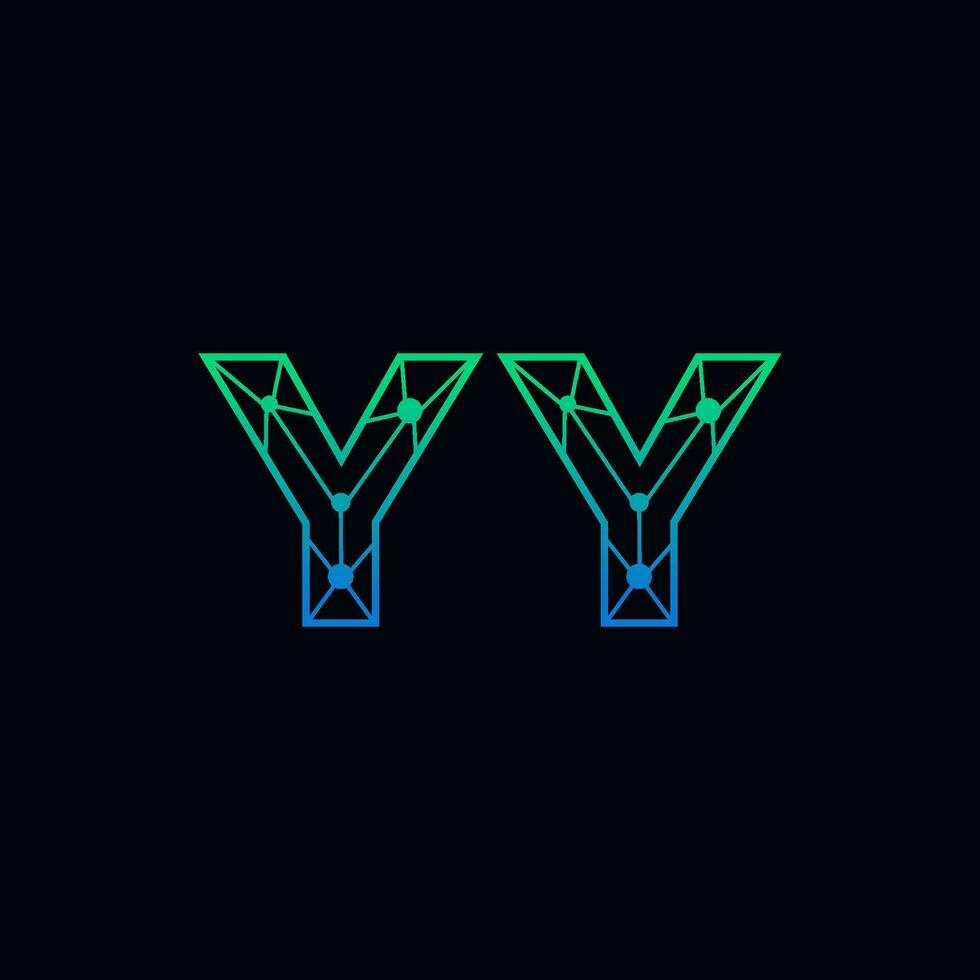 Abstract letter YY logo design with line dot connection for technology and digital business company. vector
