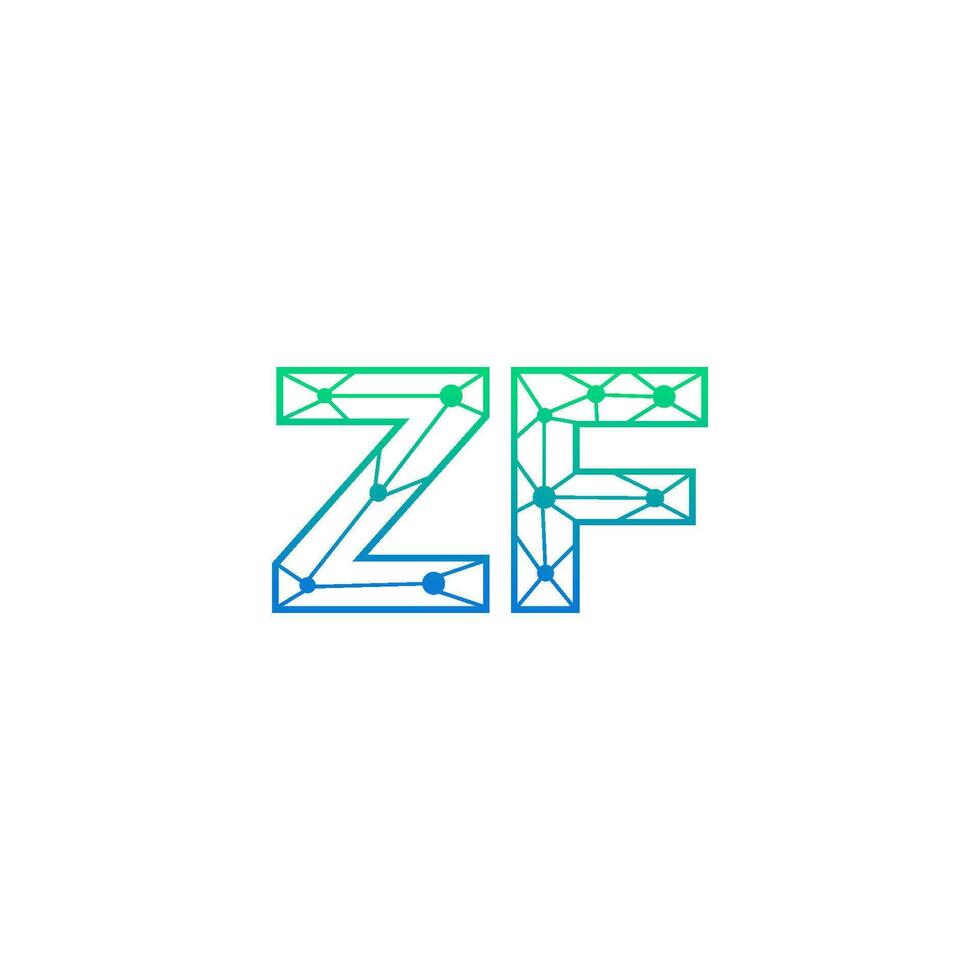 Abstract letter ZF logo design with line dot connection for technology and digital business company. vector