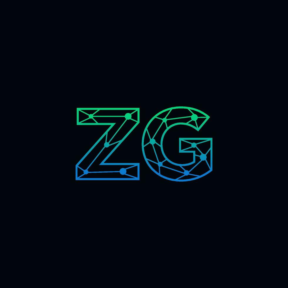 Abstract letter ZG  logo design with line dot connection for technology and digital business company. vector