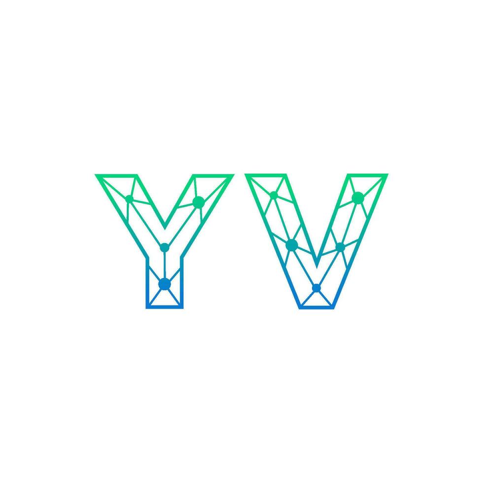 Abstract letter YV  logo design with line dot connection for technology and digital business company. vector