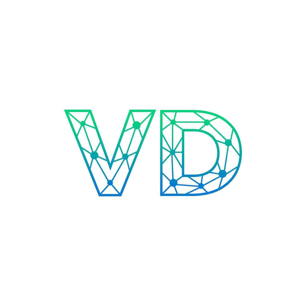 Abstract letter VD logo design with line dot connection for technology and digital business company. vector