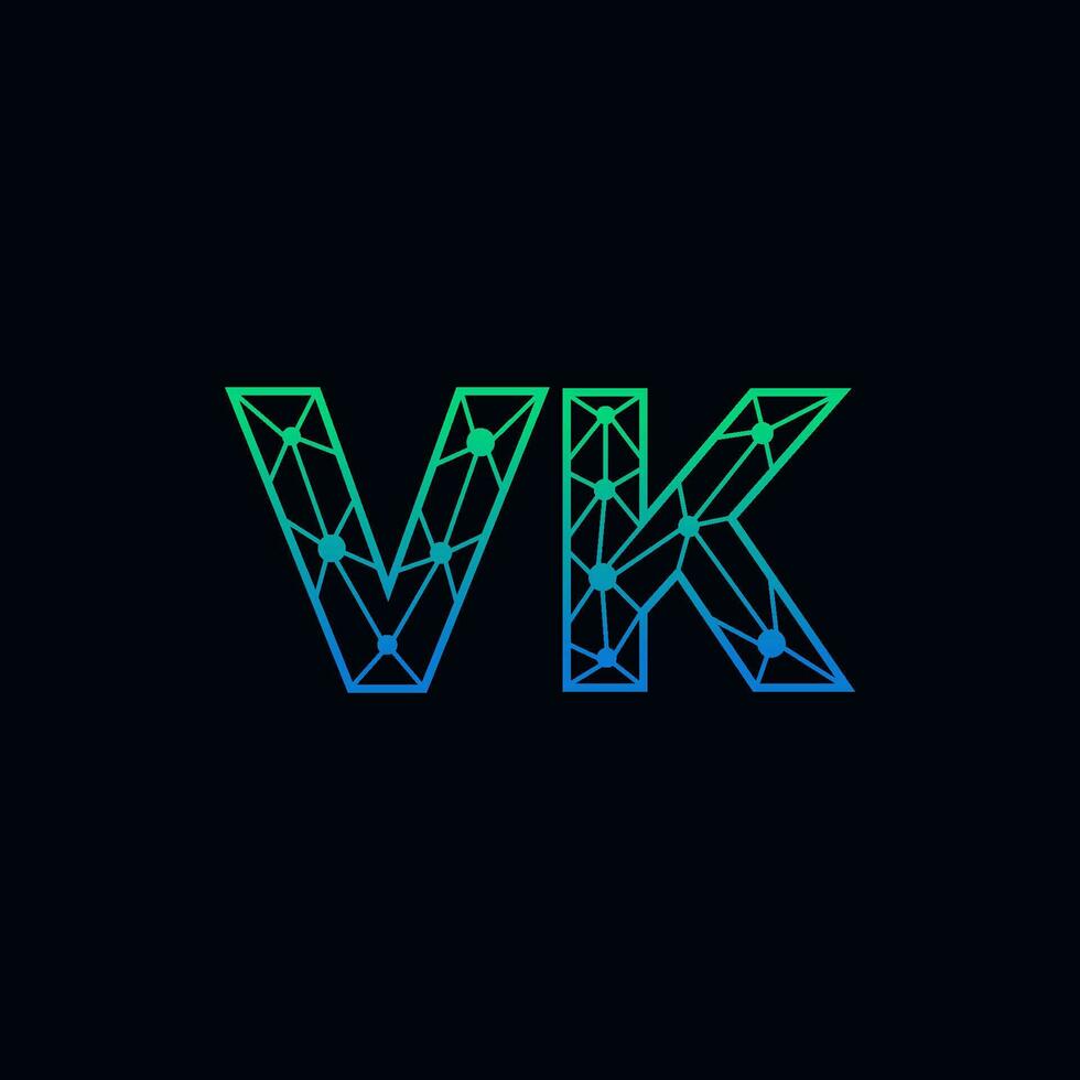 Abstract letter VK logo design with line dot connection for technology and digital business company. vector