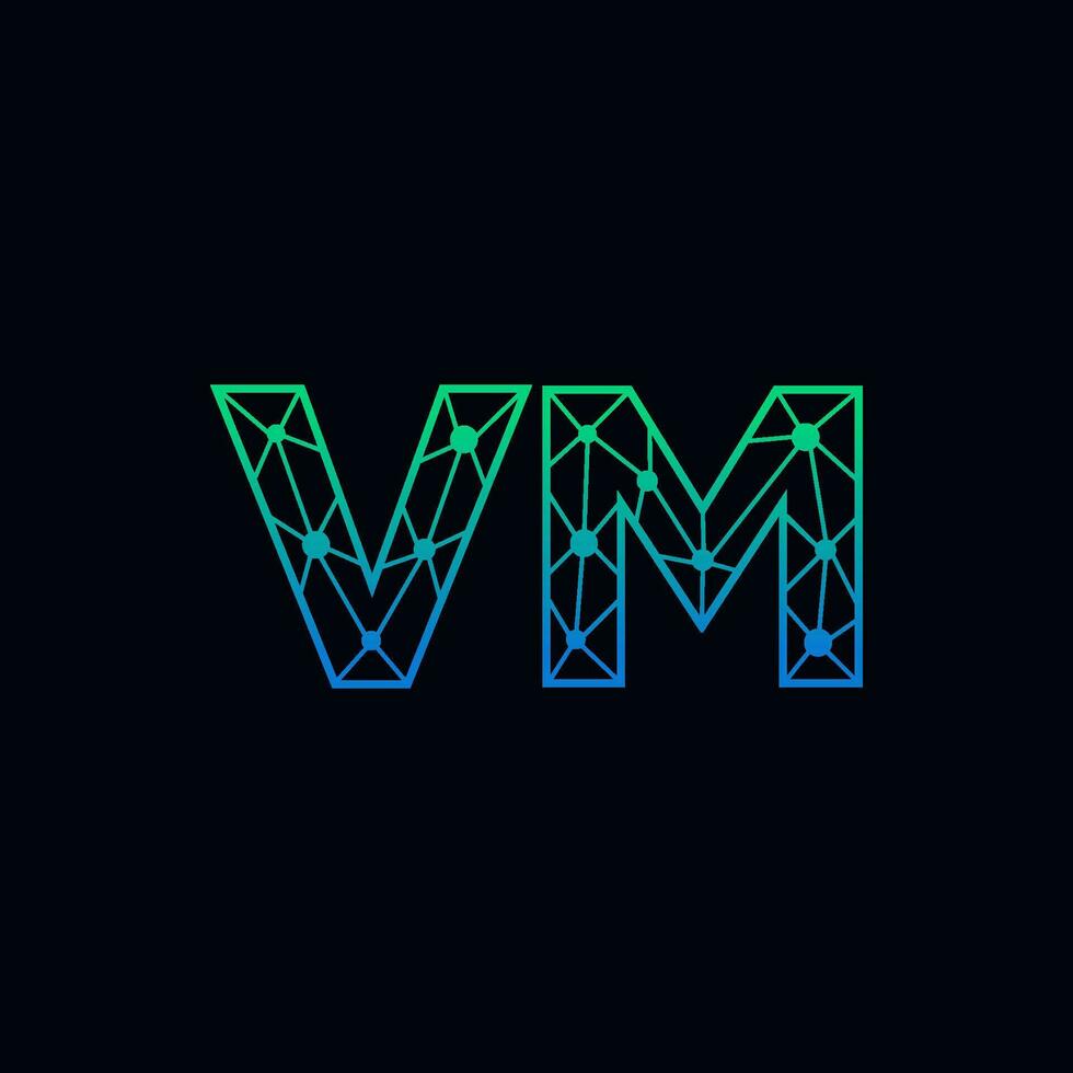 Abstract letter VM logo design with line dot connection for technology and digital business company. vector