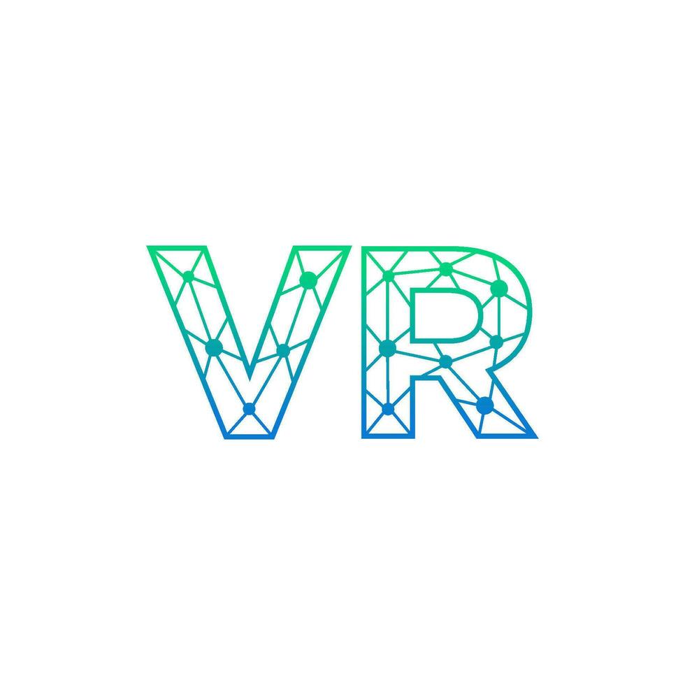 Abstract letter VR logo design with line dot connection for technology and digital business company. vector