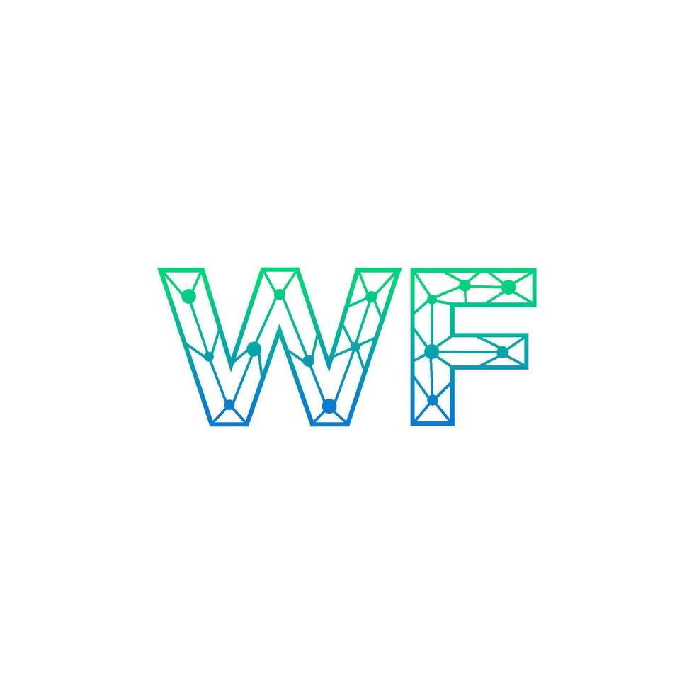 Abstract letter WF logo design with line dot connection for technology and digital business company. vector