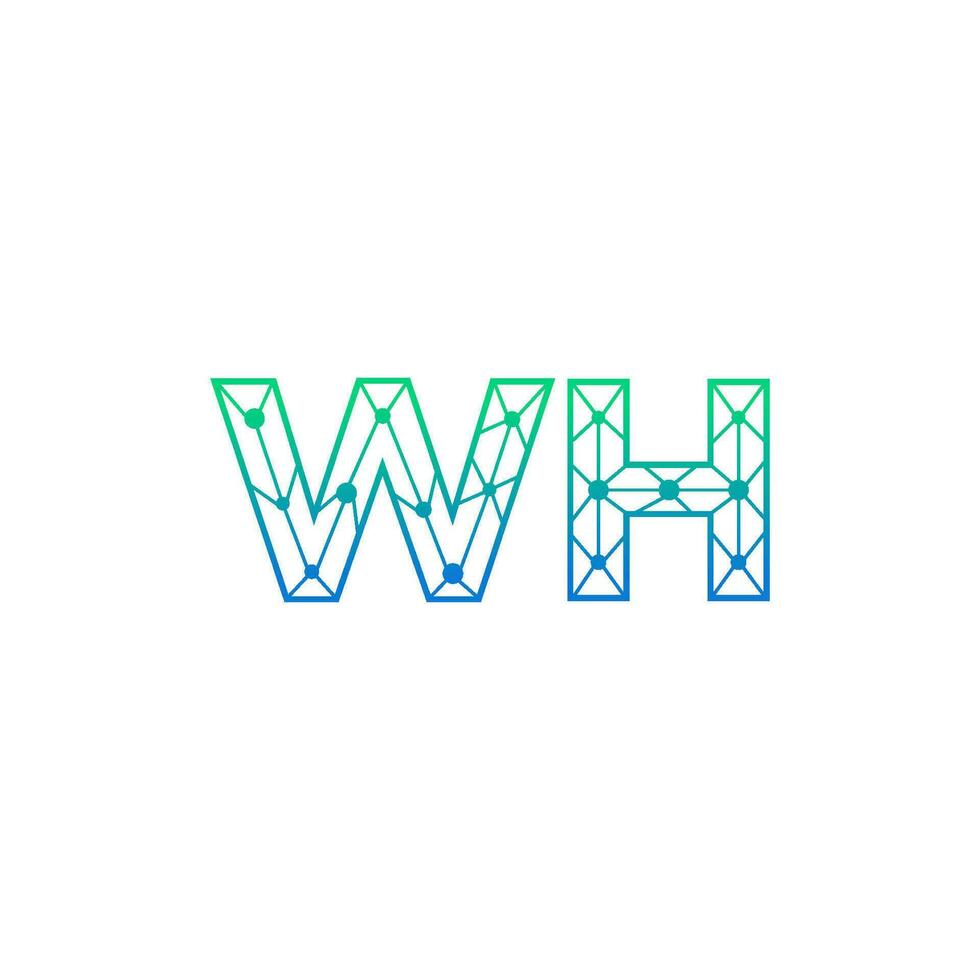 Abstract letter WH  logo design with line dot connection for technology and digital business company. vector
