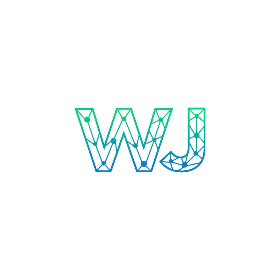 resumen letra wj logo diseño con línea punto conexión para tecnología y digital negocio compañía. vector