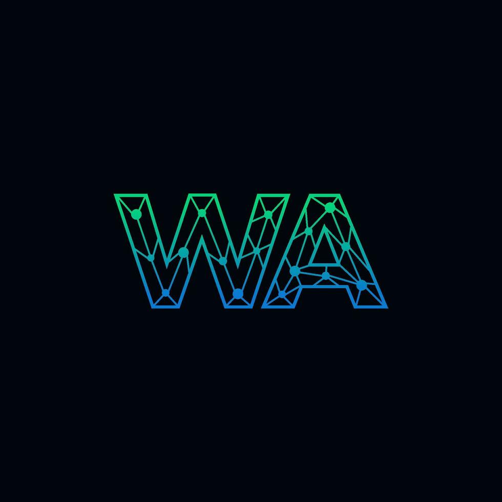 Abstract letter WA logo design with line dot connection for technology and digital business company. vector