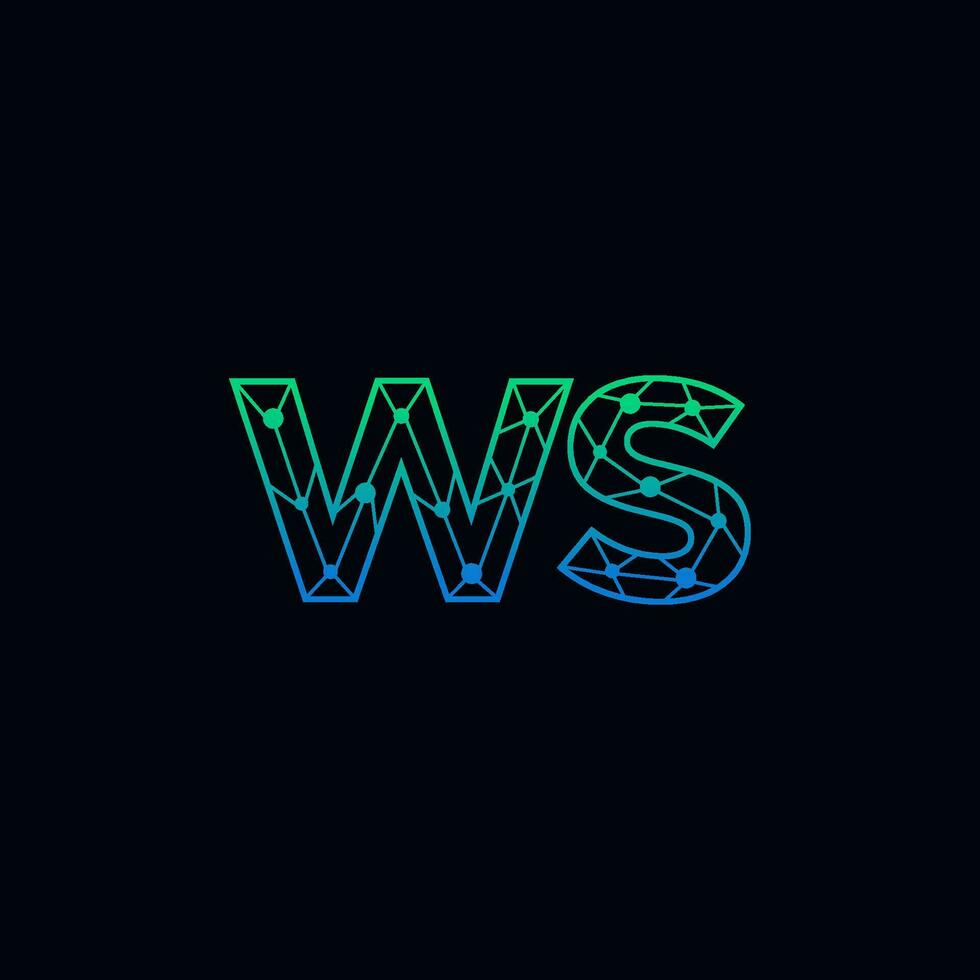 resumen letra ws logo diseño con línea punto conexión para tecnología y digital negocio compañía. vector