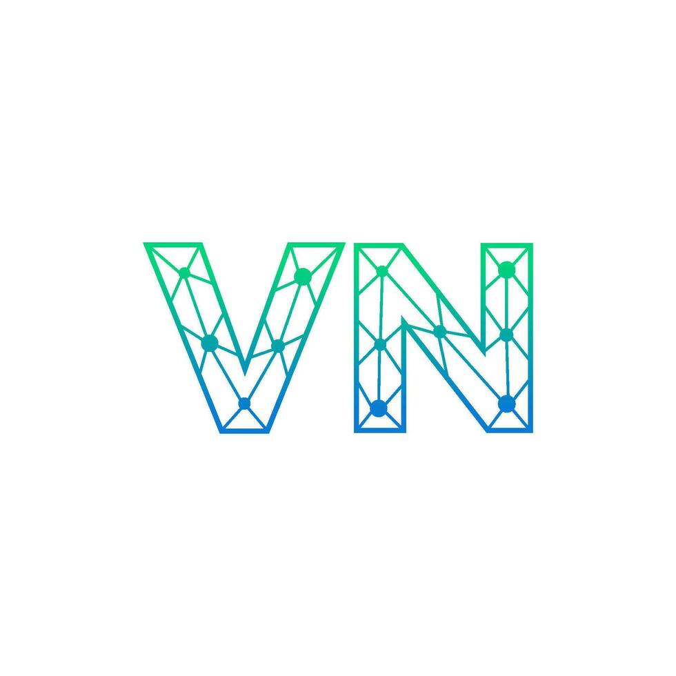 Abstract letter VN logo design with line dot connection for technology and digital business company. vector