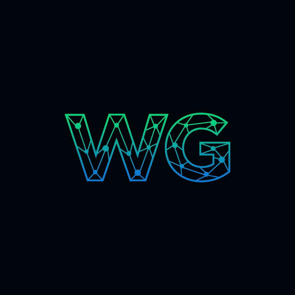 Abstract letter WG logo design with line dot connection for technology and digital business company. vector