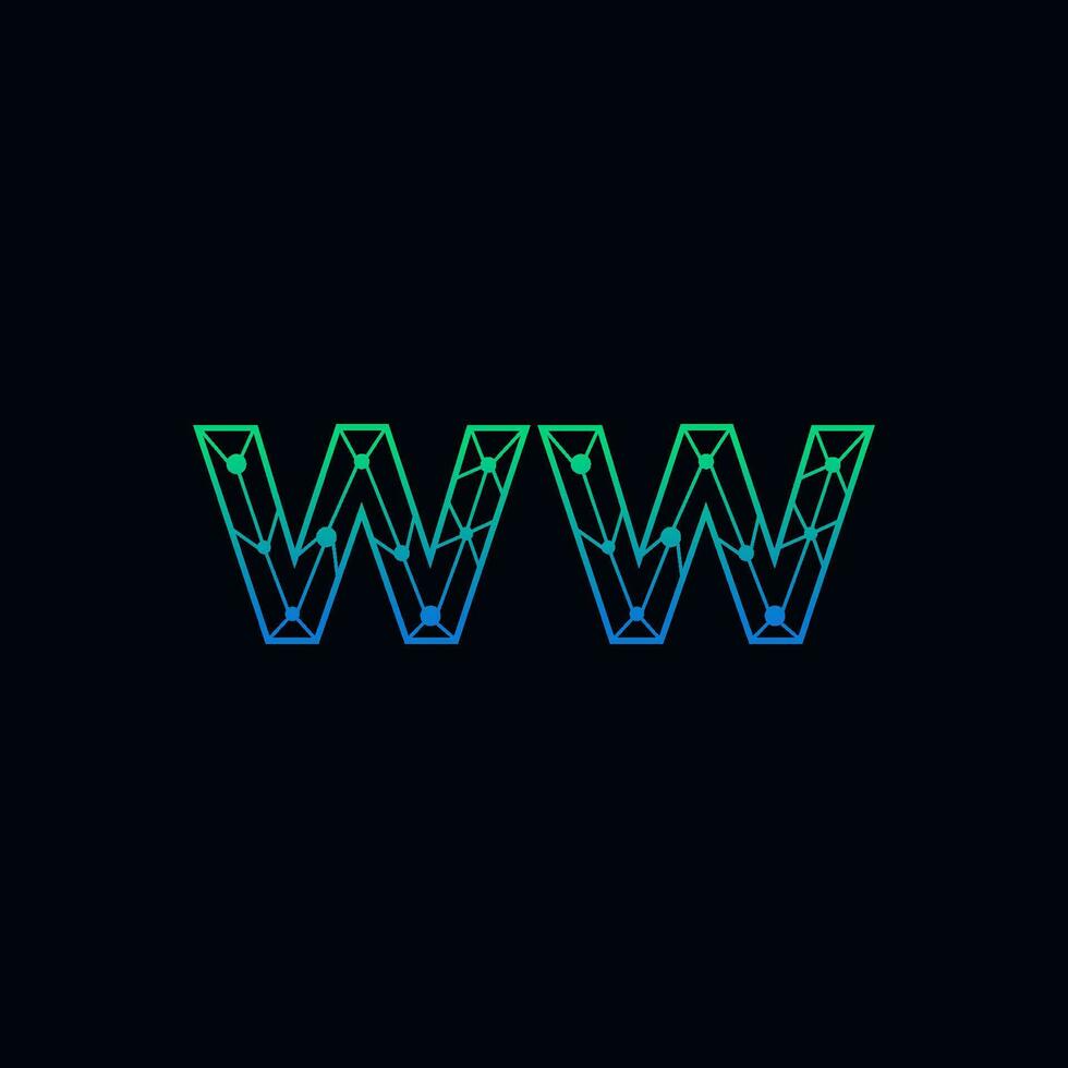 Abstract letter WW logo design with line dot connection for technology and digital business company. vector