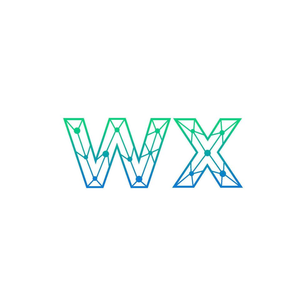 Abstract letter WX logo design with line dot connection for technology and digital business company. vector