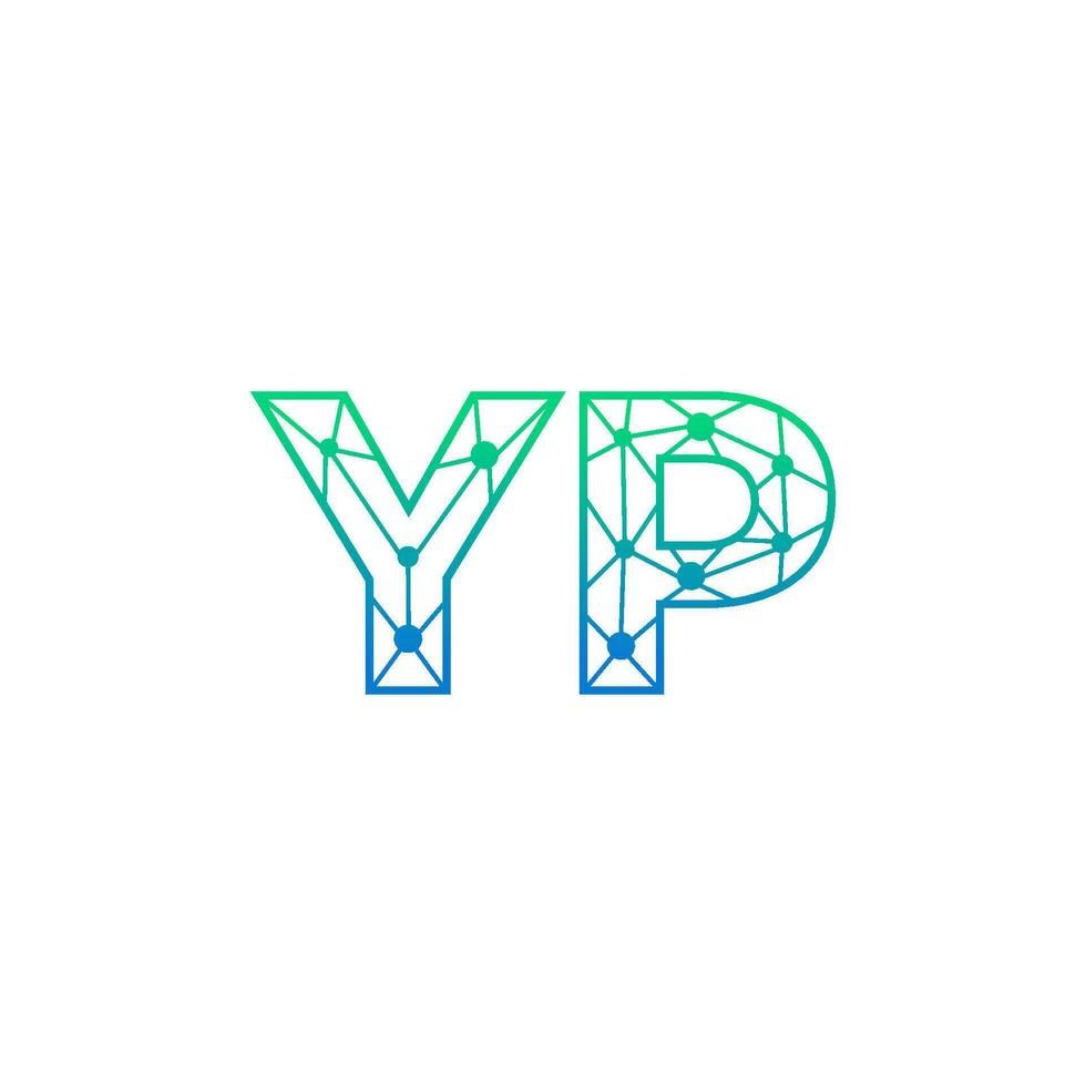 Abstract letter YP logo design with line dot connection for technology and digital business company. vector