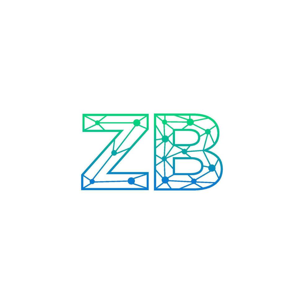 Abstract letter ZB logo design with line dot connection for technology and digital business company. vector