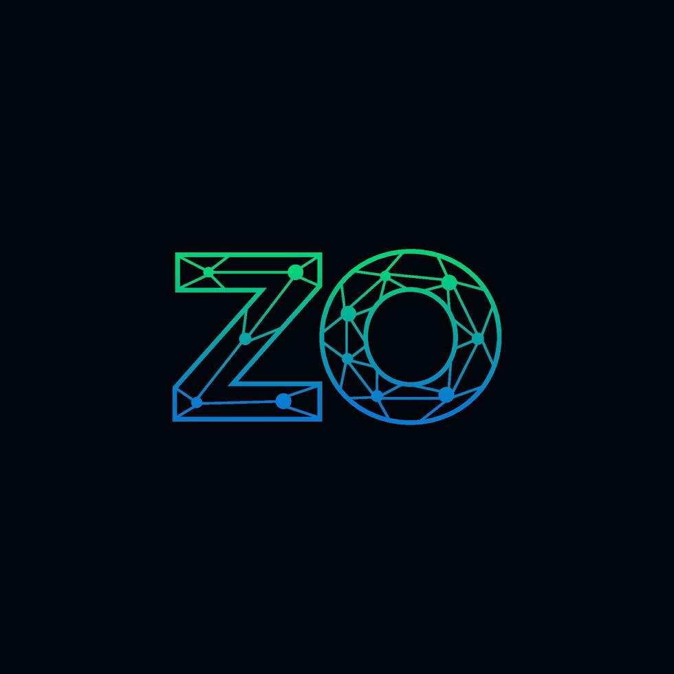 Abstract letter ZO logo design with line dot connection for technology and digital business company. vector