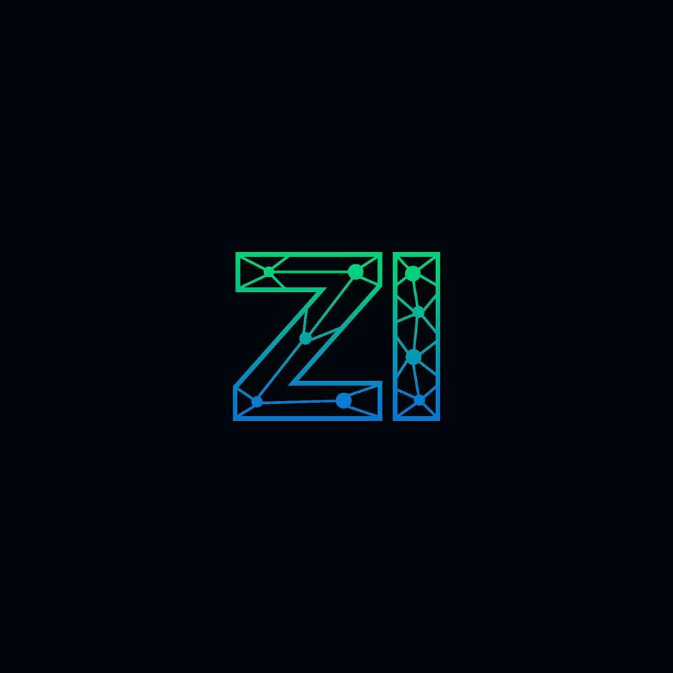 Abstract letter ZI logo design with line dot connection for technology and digital business company. vector