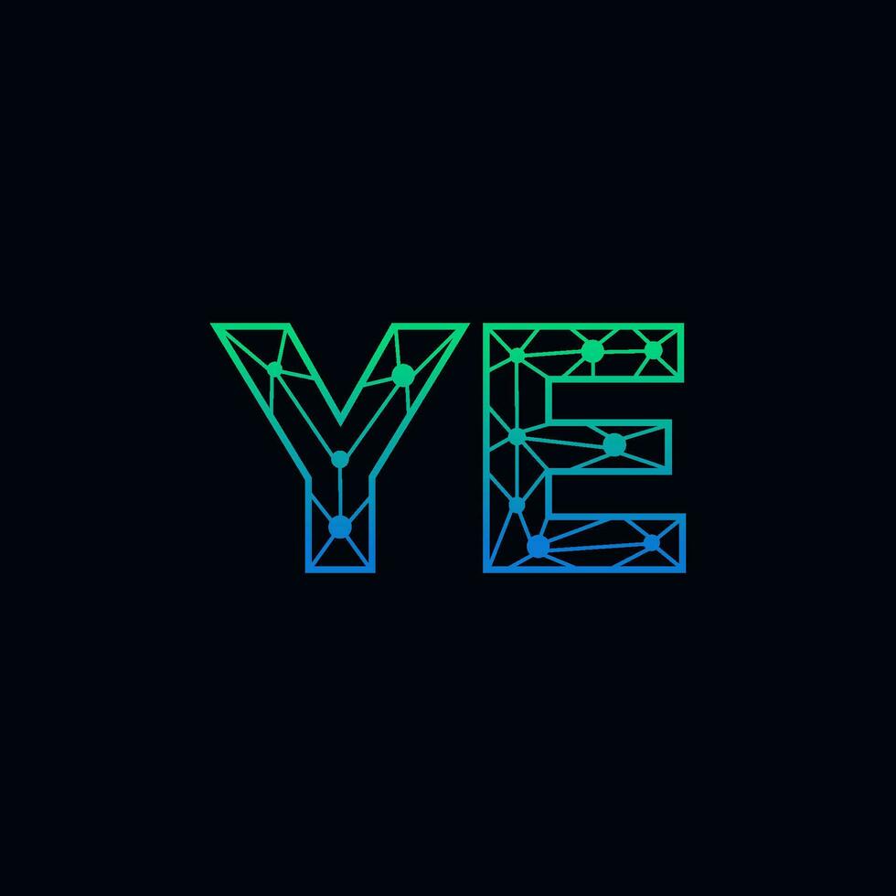 Abstract letter YE logo design with line dot connection for technology and digital business company. vector