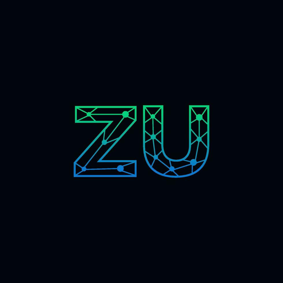 Abstract letter ZU logo design with line dot connection for technology and digital business company. vector