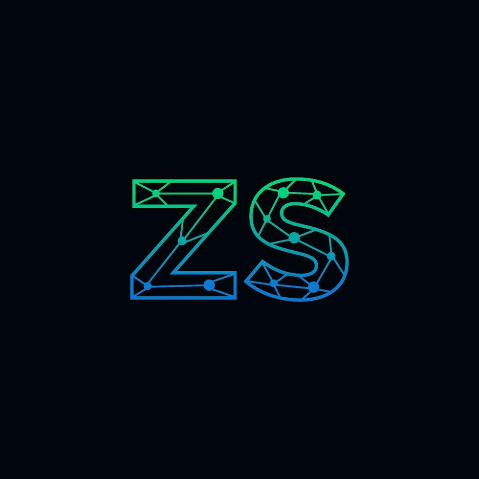 Abstract letter ZS logo design with line dot connection for technology and digital business company. vector