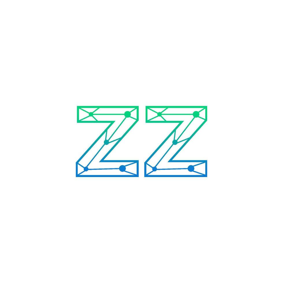 Abstract letter ZZ logo design with line dot connection for technology and digital business company. vector