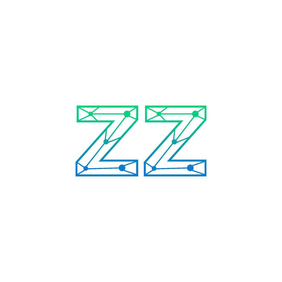 resumen letra zz logo diseño con línea punto conexión para tecnología y digital negocio compañía. vector