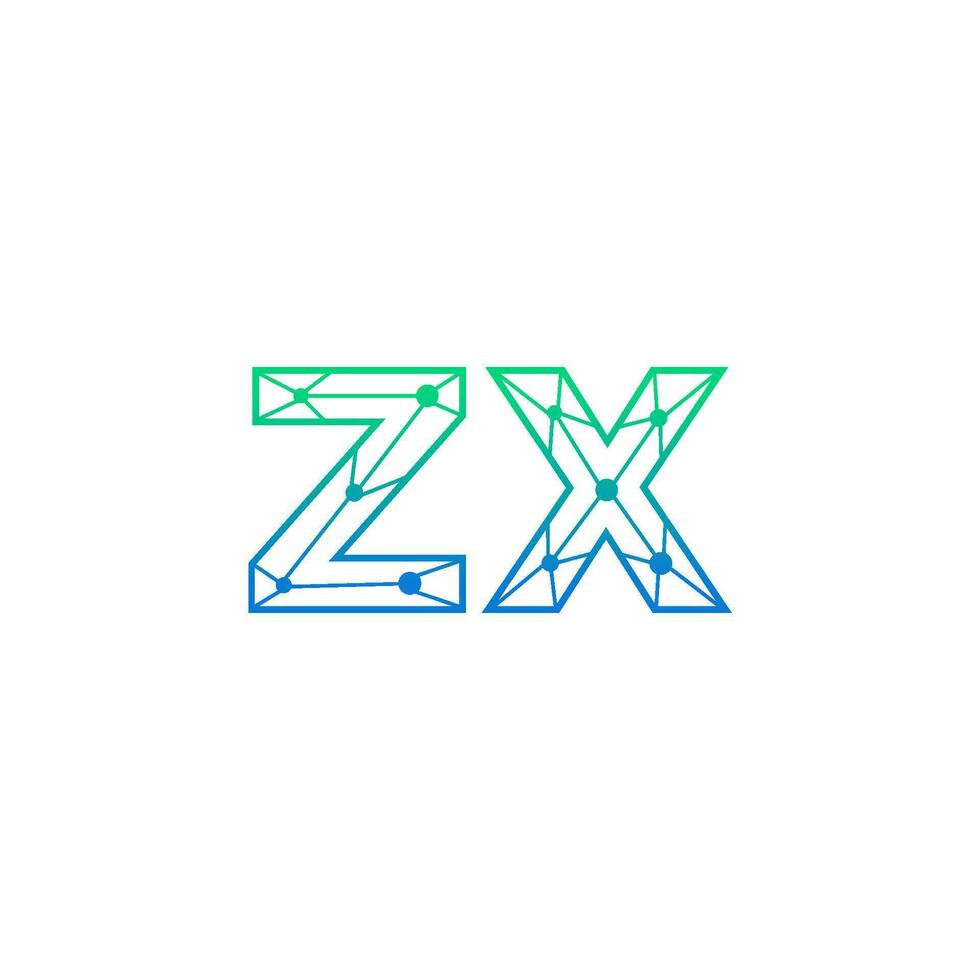 Abstract letter ZX logo design with line dot connection for technology and digital business company. vector