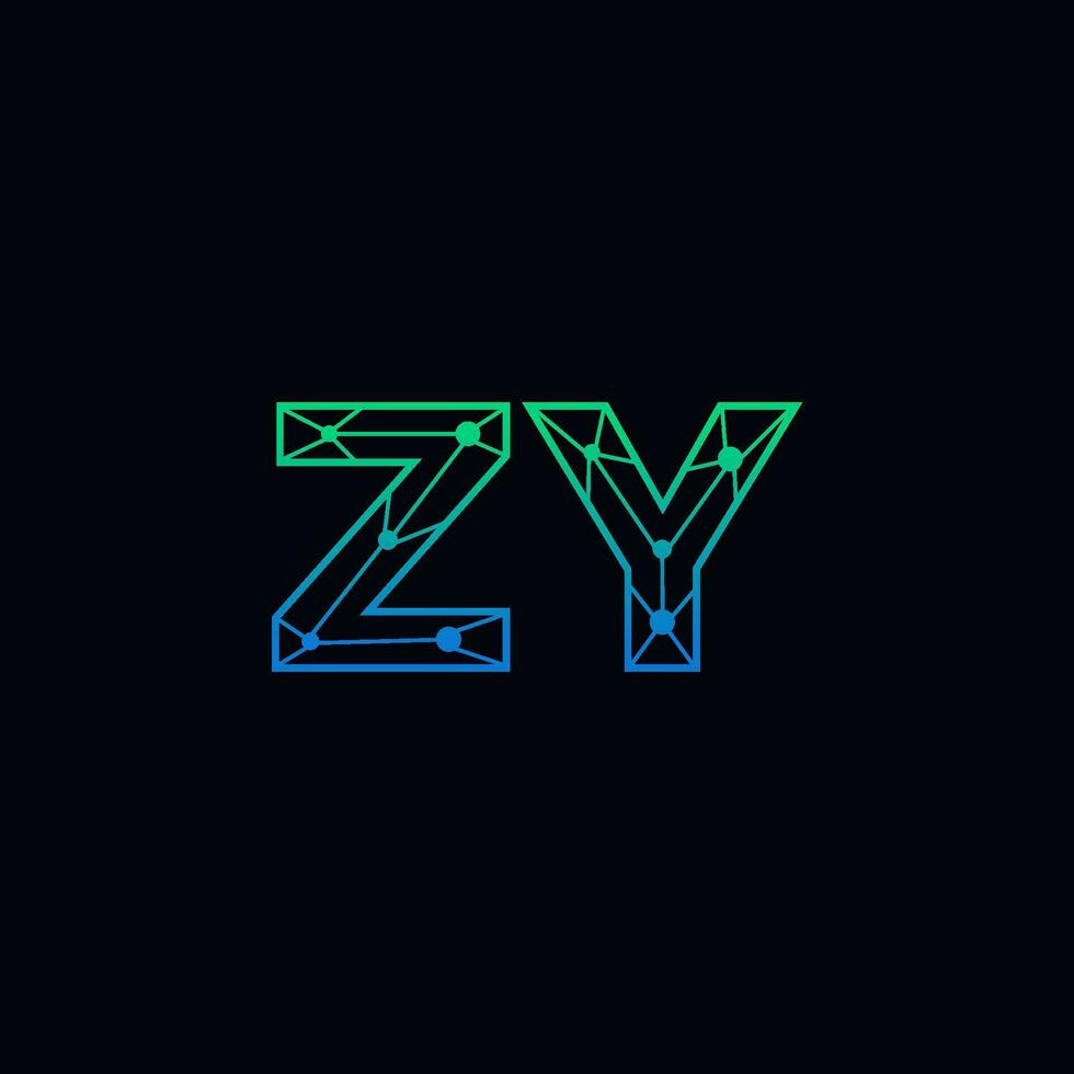 Abstract letter ZY logo design with line dot connection for technology and digital business company. vector