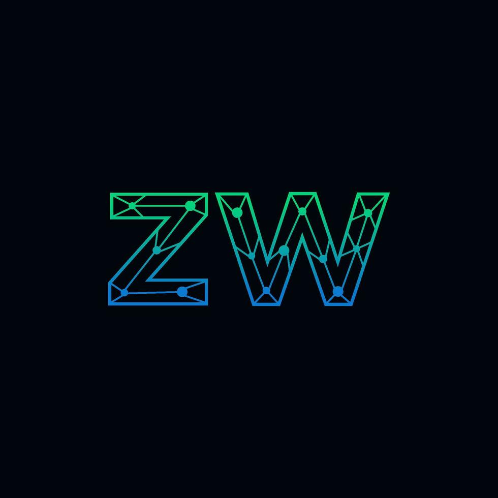 resumen letra zw logo diseño con línea punto conexión para tecnología y digital negocio compañía. vector