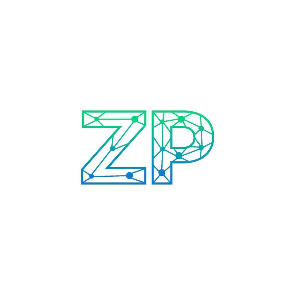 Abstract letter ZP logo design with line dot connection for technology and digital business company. vector