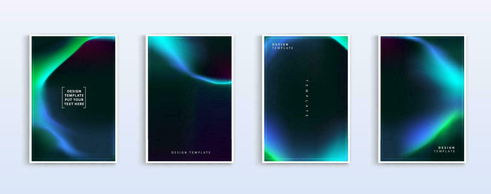 Set of covers design templates with vibrant northern lights gradient background. trendy modern design. applicable for landing pages, covers, brochures, flyers, presentations, banners. Vector design.