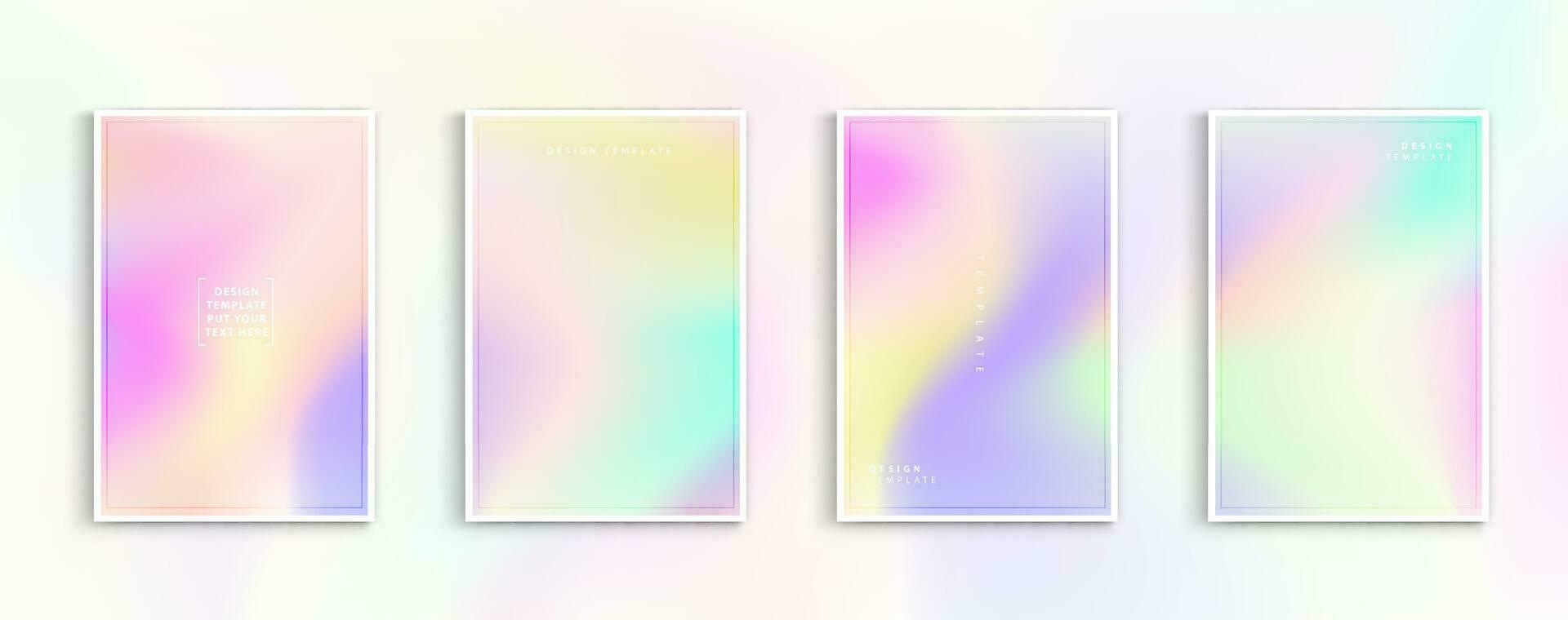 Set holographic gradient pastel modern rainbow background. yellow, pink , green, purple, orange, blue colors for deign concepts, wallpapers, web, presentations and prints. vector design.