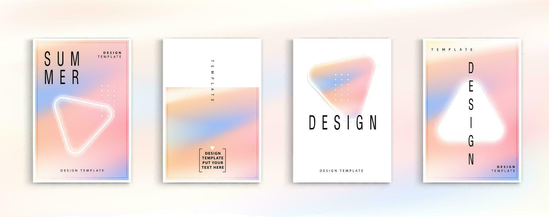 Holographic poster set. abstract backgrounds color gradient pastel. applicable for banner design, cover, invitation, party flyer, app, web design, webpages, vector design.
