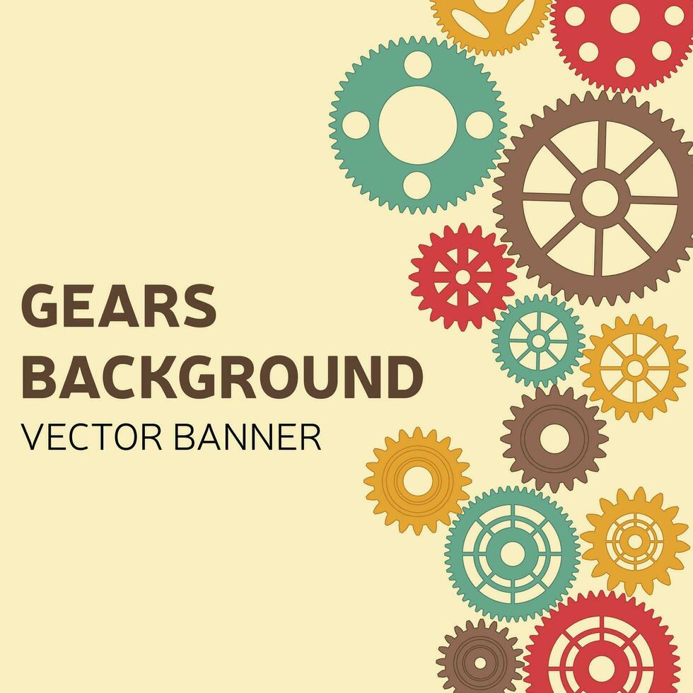 Abstract techno background with gears and geometric elements. Vector illustration of gear mechanism.