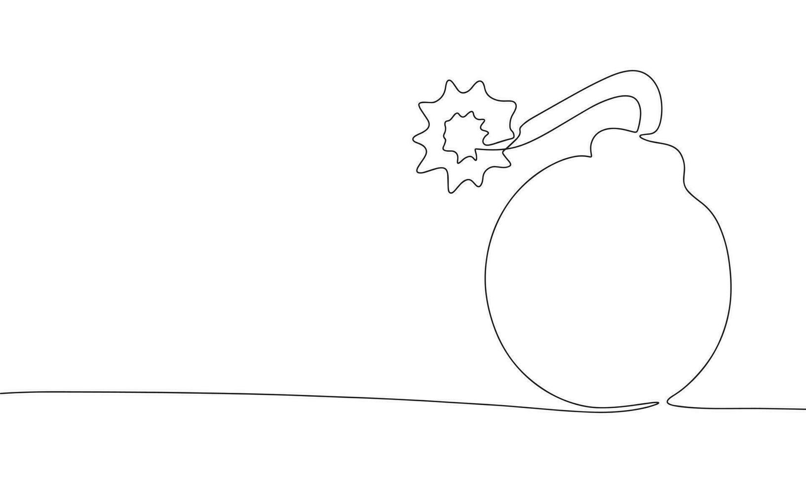 Continuous line drawing of bomb. Vector illustration as line art outline wallpaper for minimal poster, template, banner