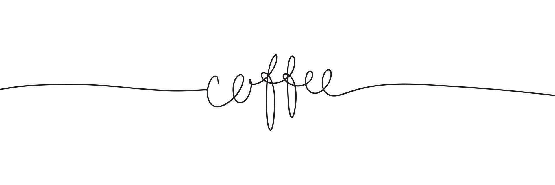 Continuous line drawing of word coffee. One line vector minimalist frame illustration of coffee concept.