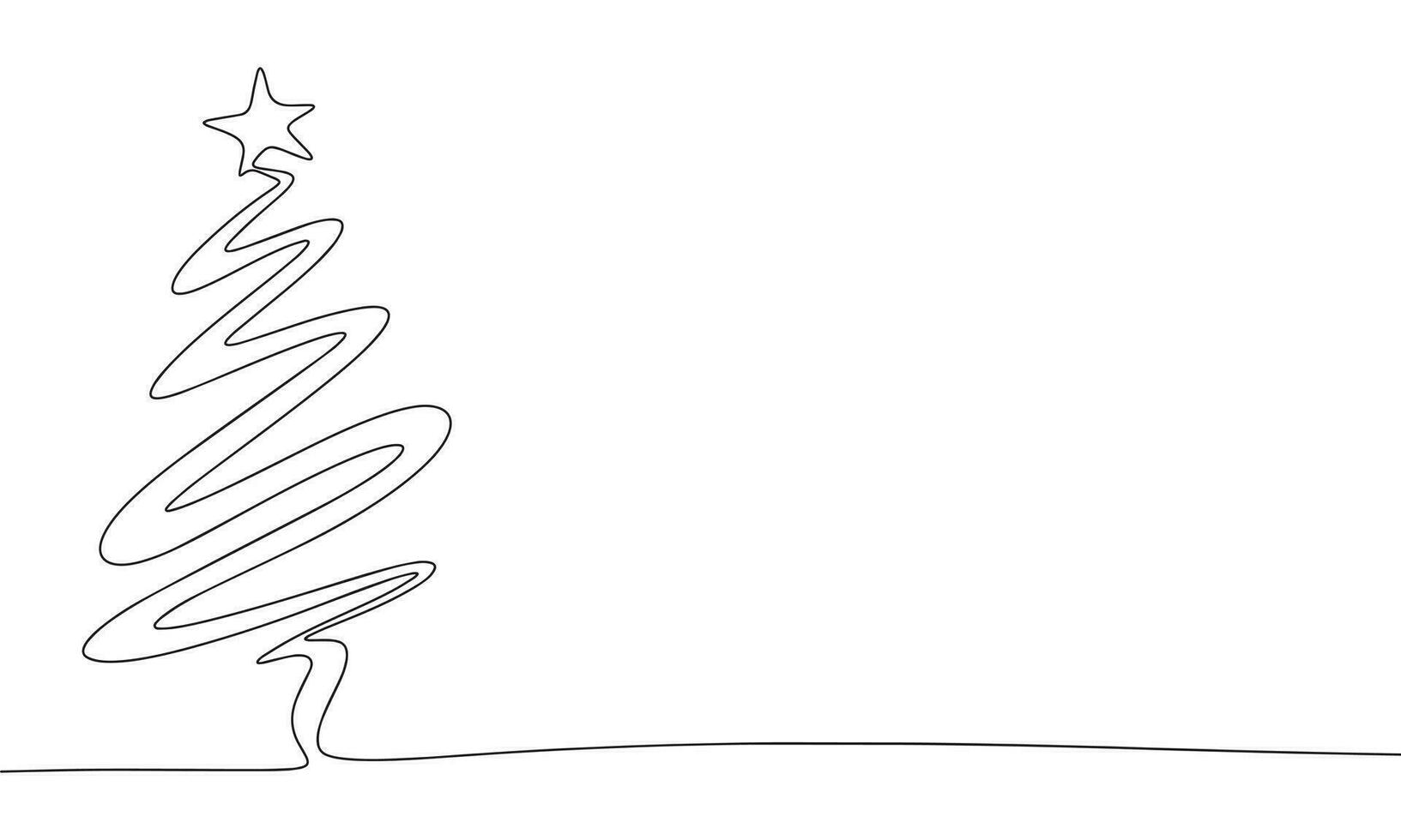 Continuous line drawing of symbol Christmas tree. Vector illustration as line art outline wallpaper for minimal poster, template, banner