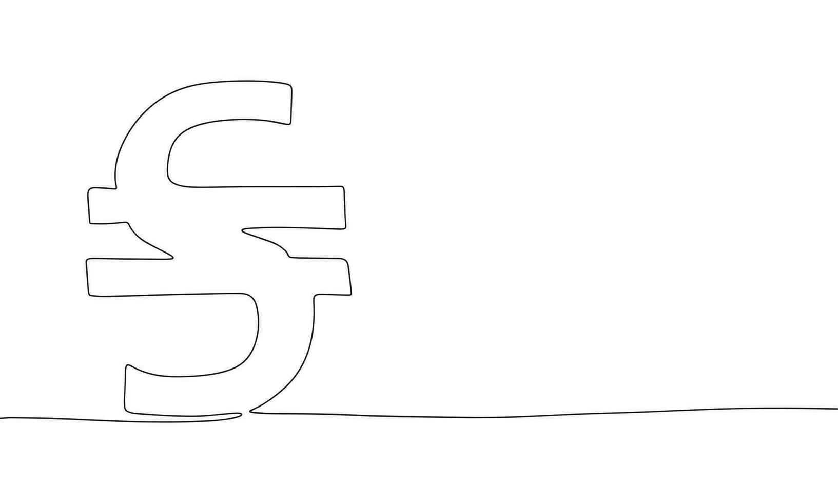 Abstract hryvnia symbol Ukrainian money in continuous line art drawing style. Minimalist black linear sketch isolated on white background. Vector illustration