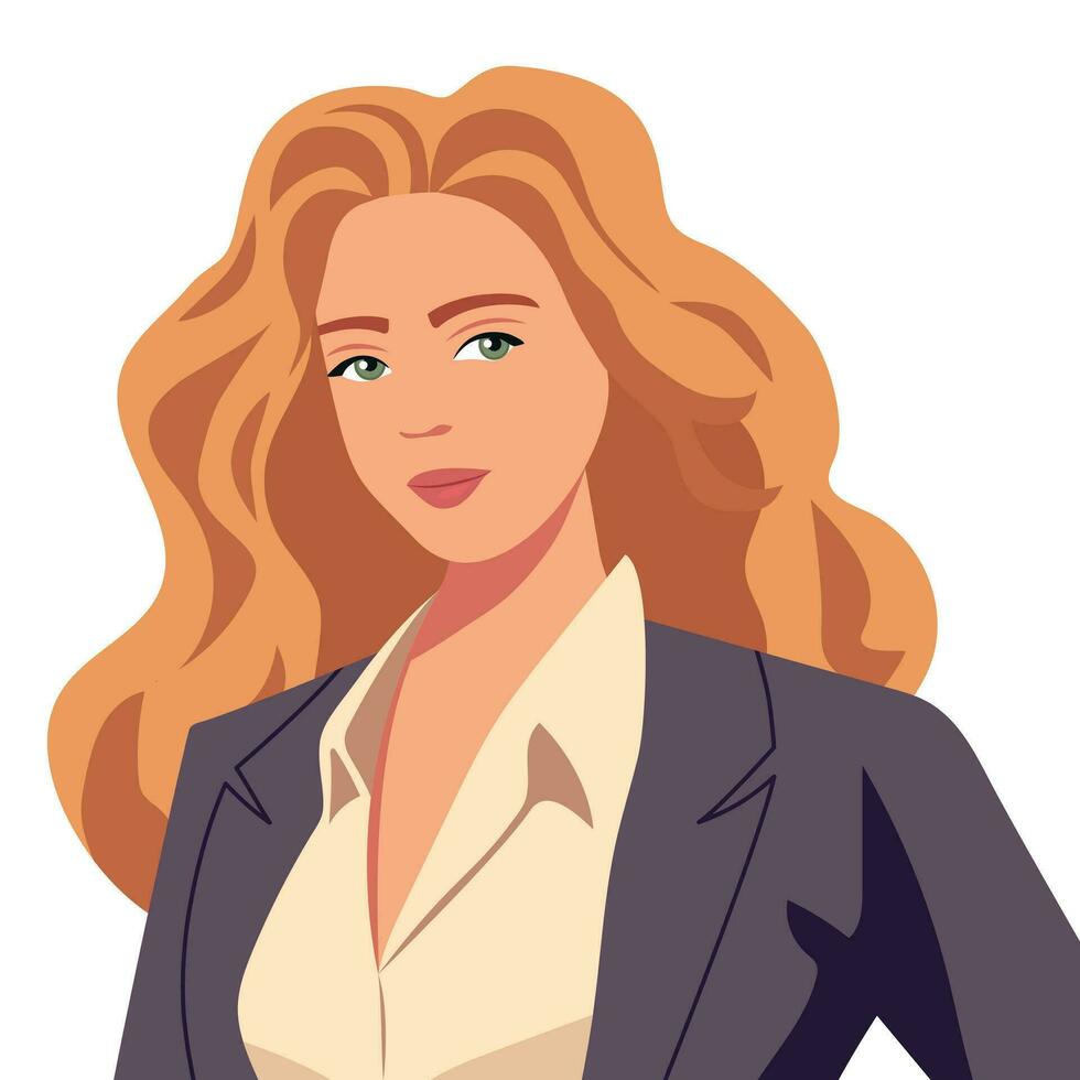 Avatar young beautiful blonde woman. Vector illustration.