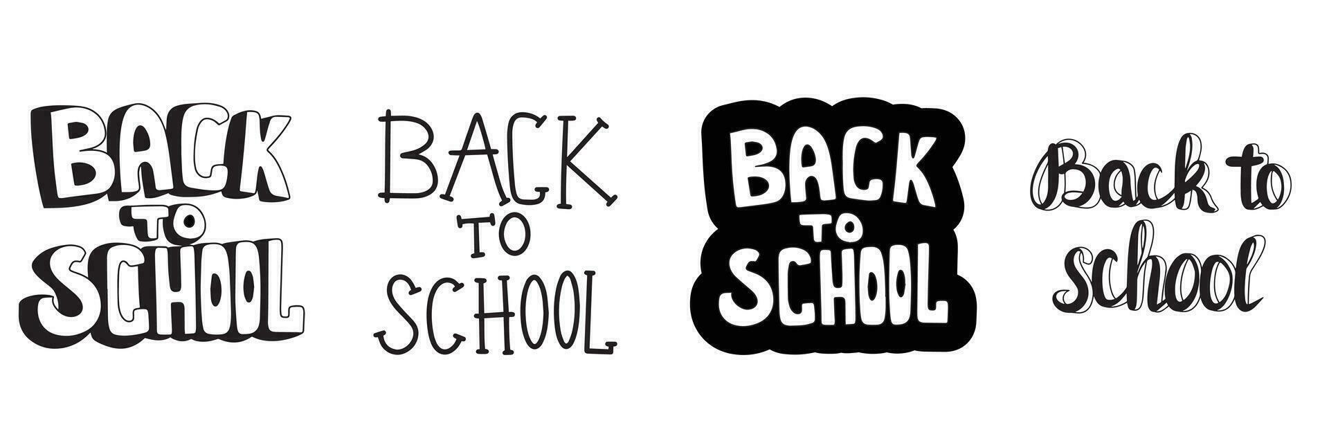 Back to school hand drawn lettering. Template for logo, banner, poster, flyer, greeting card, web design, print design. Vector illustration.