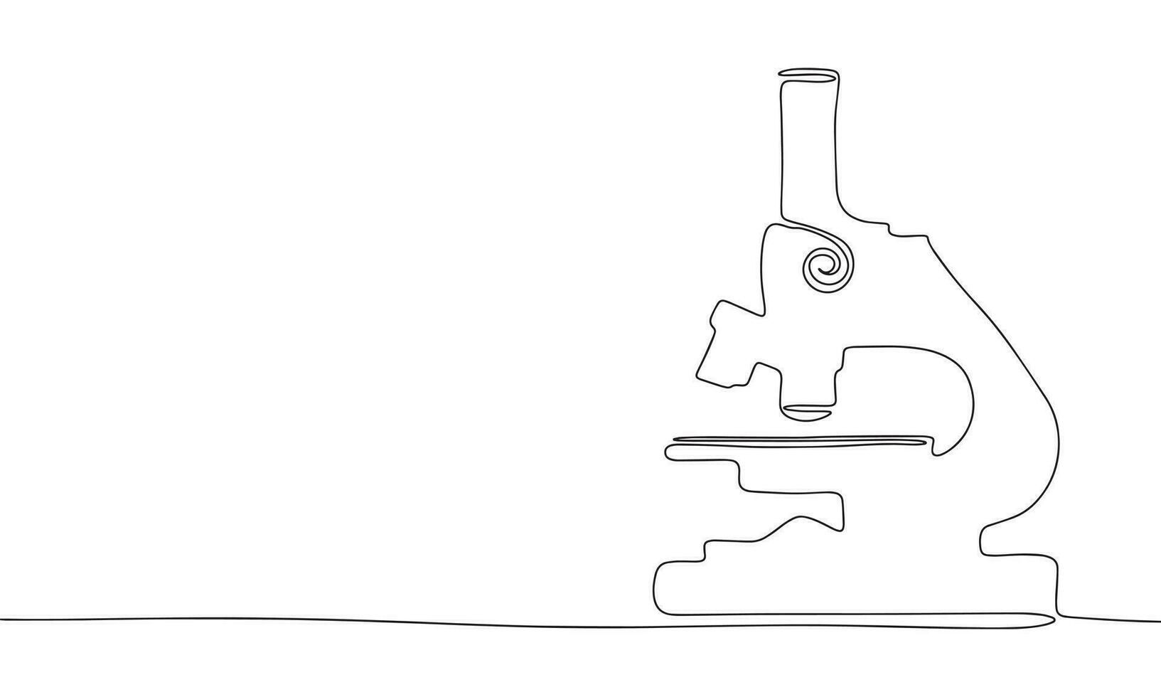 Continuous one line drawing microscope. Vector illustration science concept line art, outline silhouette.