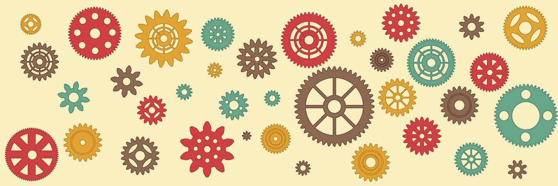 Set of gears and cog wheels in vintage steampunk style. Vector illustration.