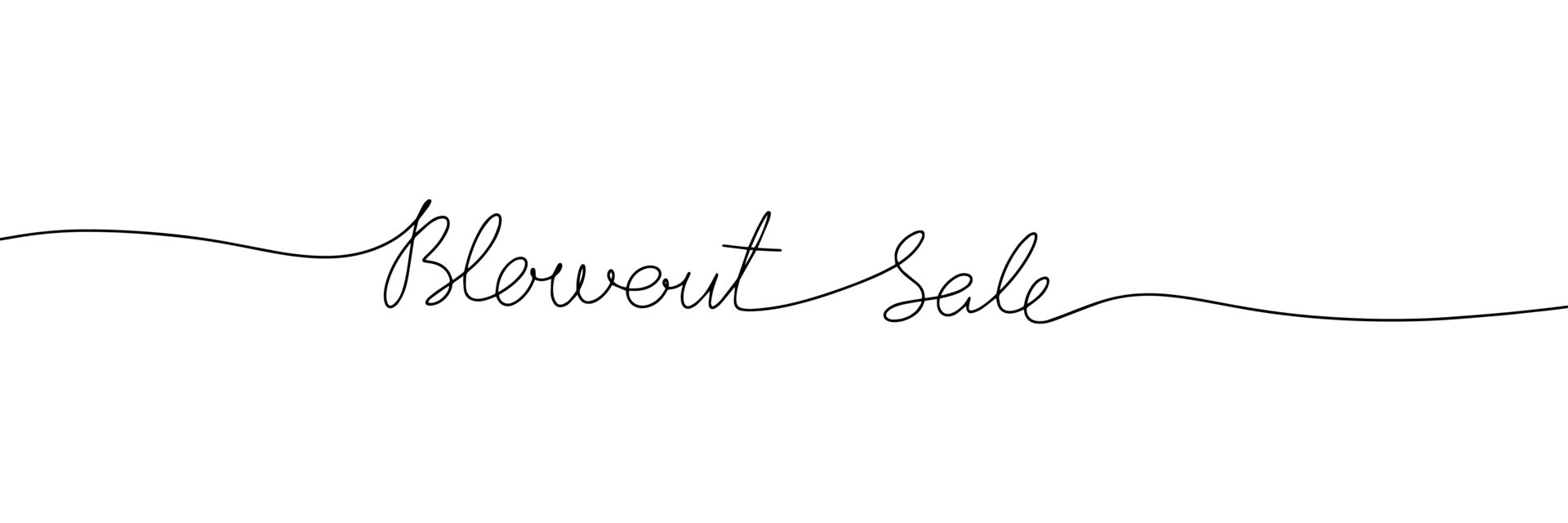 Blowout sale word continuous one line with word. Minimalistic drawing