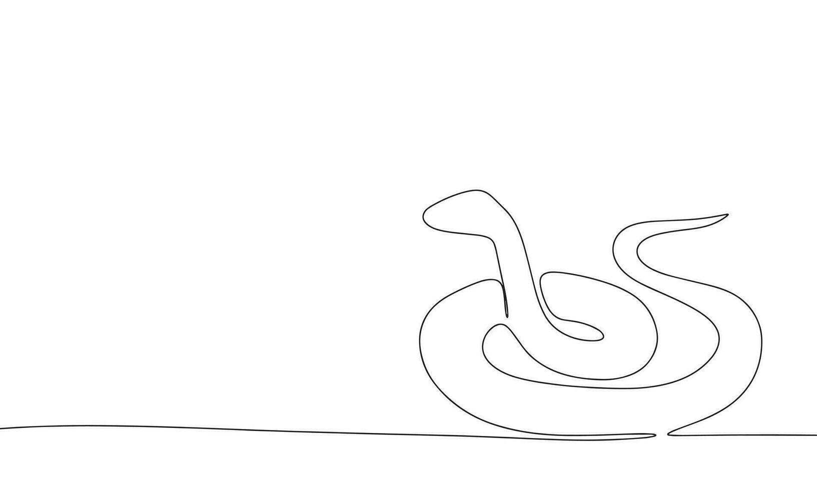 Continuous line snake art. Single line snake concept. Line art, outline, banner in minimalism style. Vector illustration