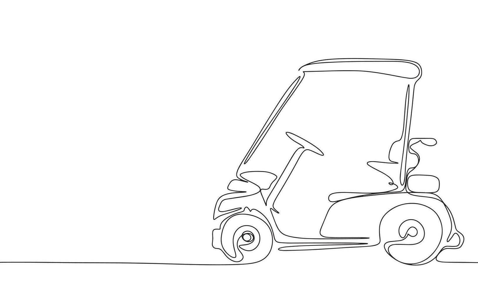 continuo línea golf coche Arte. soltero línea golf carro concepto. línea arte, describir, bandera en minimalismo estilo. vector ilustración