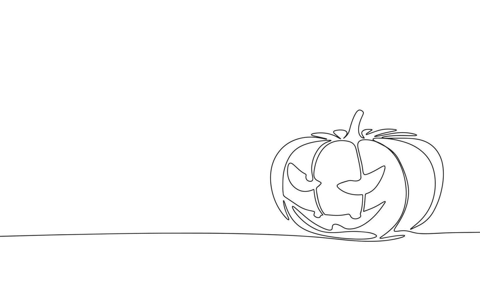 Continuous one line drawing Jack o Lantern. Vector illustration Halloween concept line art, outline silhouette.