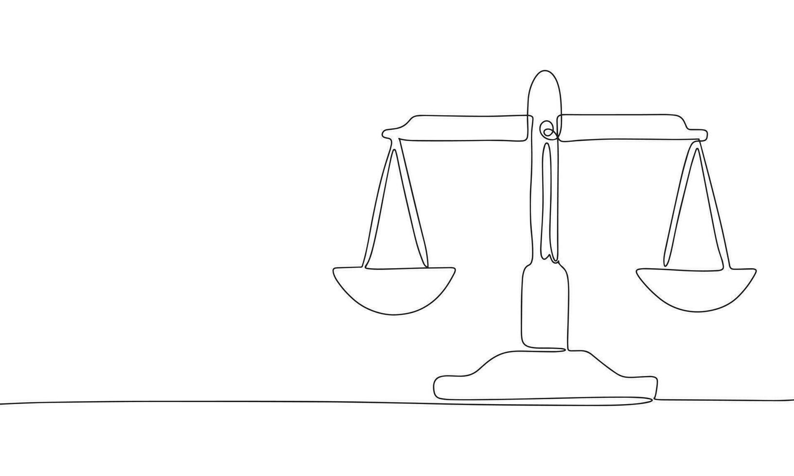 Continuous line scale art. Single line  retro scale concept. Line art, outline, banner in minimalism style. Vector illustration