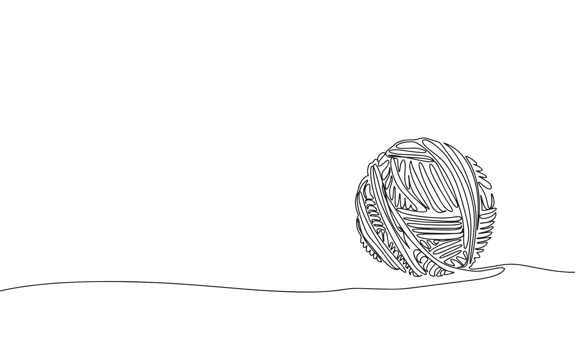 Detailed black and white drawing of a ball of yarn on Craiyon