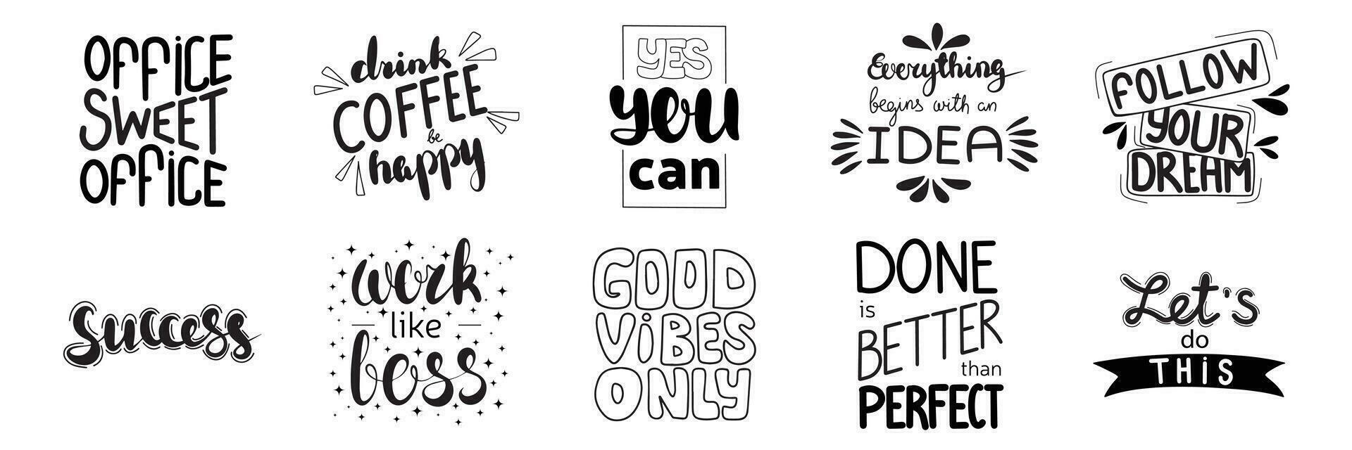 Set of vintage business motivation typographic quotes. Vector illustration